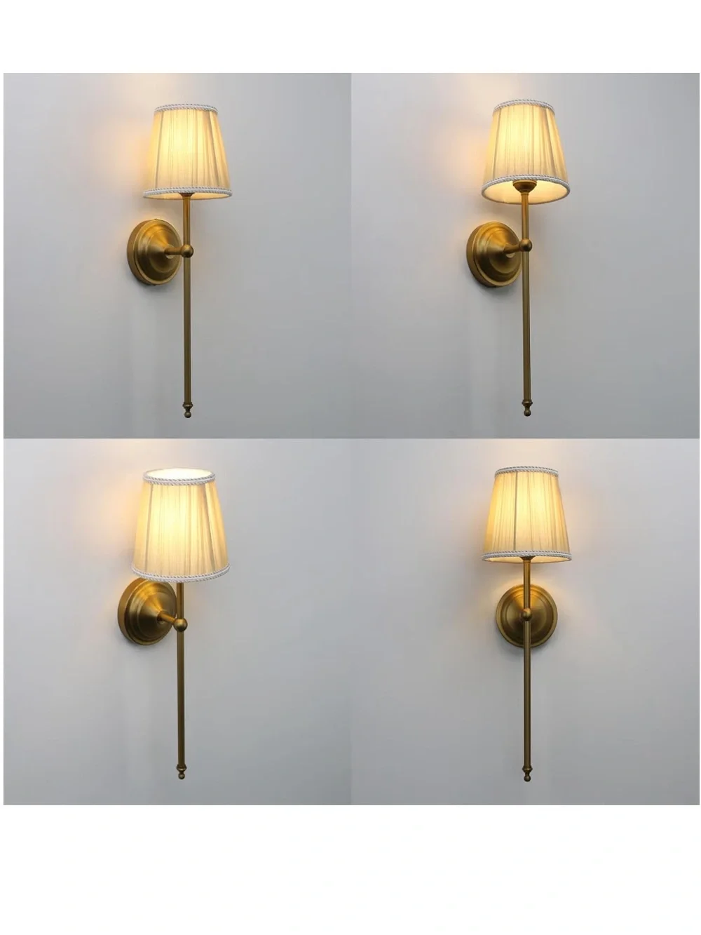 NIB Phansthy Hardwired Wall Sconces Set of 2 Vintage Antique Brass Khaki Shade